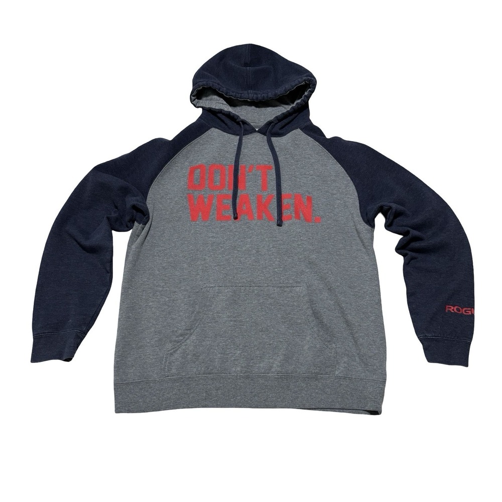 Rogue Fitness Men's Dont Weaken Graphic Pullover Hoodie Two Tone Size M 22 x 27‎